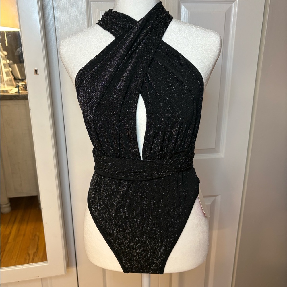 Black Shimmer One-Piece Bodysuit - Picture 4 of 9